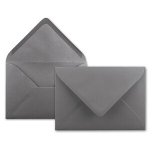 25 DIN B6 Briefumschläge Graphit-Grau - 12,5 x 17,5 cm - 80 g/m² Nassklebung Post-Umschläge ohne Fenster für Einladungen - Serie Colours-4-you