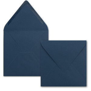 50 Stück Briefumschläge in Dunkel-blau - Quadratisch 14 x 14 cm - Nassklebung - Spitze Verschlussklappe - ideal für Weihnachten, Hochzeit & Einladungen - Glüxx-Agent