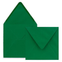 100 Stück Briefumschläge in Dunkel-grün - Quadratisch 14 x 14 cm - Nassklebung - Spitze Verschlussklappe - ideal für Weihnachten, Hochzeit & Einladungen - Glüxx-Agent