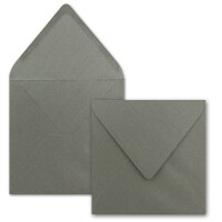 25 Stück Briefumschläge Silber-Metallic - Quadratisch 14 x 14 cm - Nassklebung - Spitze Verschlussklappe - ideal für Weihnachten, Hochzeit & Einladungen - Glüxx-Agent