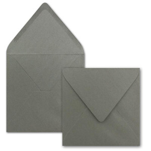 75 Stück Briefumschläge Silber-Metallic - Quadratisch 14 x 14 cm - Nassklebung - Spitze Verschlussklappe - ideal für Weihnachten, Hochzeit & Einladungen - Glüxx-Agent