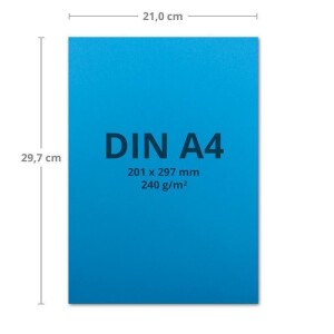 100 Blatt Tonkarton DIN A4 - Azur - 240 g/m² dicker Bastelkarton - 21,0 x 29,7 cm Pappe zum basteln für Fotoalbum Menükarte Bedruckbar DIY kreativ sein