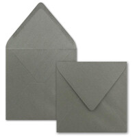 200 Stück Briefumschläge Silber-Metallic - Quadratisch 14 x 14 cm - Nassklebung - Spitze Verschlussklappe - ideal für Weihnachten, Hochzeit & Einladungen - Glüxx-Agent