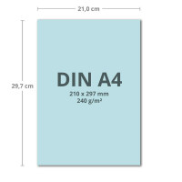 50 Blatt Tonkarton DIN A4 - Hellblau Blau - 240 g/m² dicker Bastelkarton - 21,0 x 29,7 cm Pappe zum basteln für Fotoalbum Menükarte Bedruckbar DIY kreativ sein
