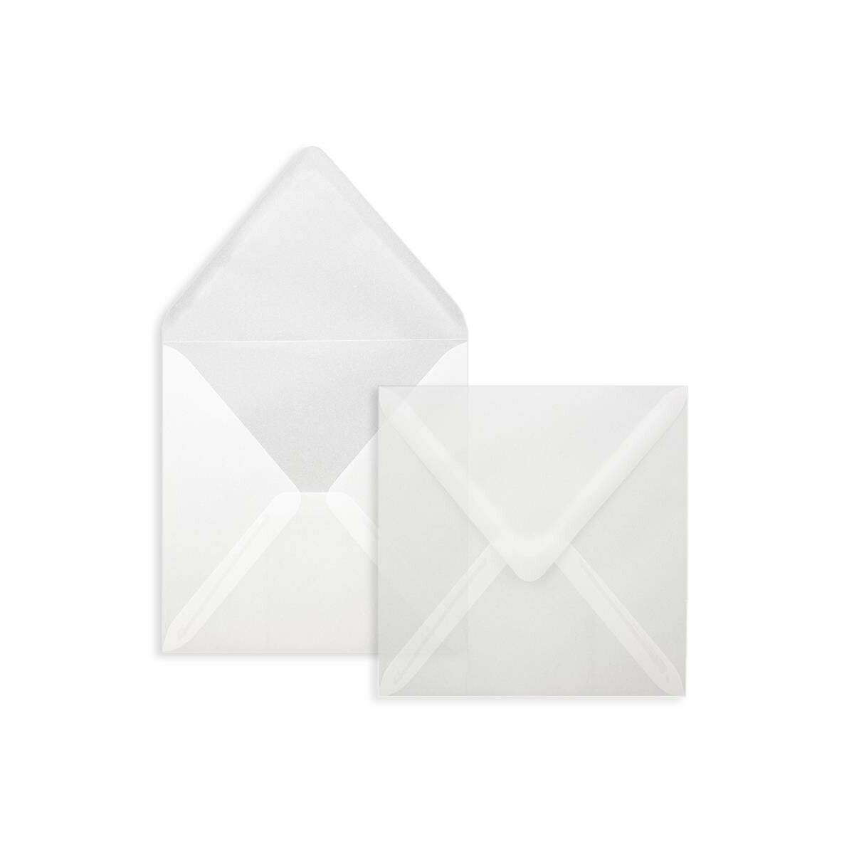 50x quadratische Brief-Umschläge 15,5 x 15,5 cm Opal-Weiß starke Qualität 120 g/m² Haftklebung Quadratische Kuverts für Einladungs-Karten