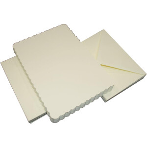 Craft UK 50 Karten-Sets mit Briefumschlägen - Gewellt - Elfenbein - DIN A6 / C6 - 11,4 x 16,2 cm - 50 gewellte Doppelkarten und 50 gewellte Umschläge