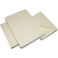 Craft UK 50 Karten-Sets mit Briefumschlägen - Gewellt - Elfenbein - DIN A6 / C6 - 11,4 x 16,2 cm - 50 gewellte Doppelkarten und 50 gewellte Umschläge