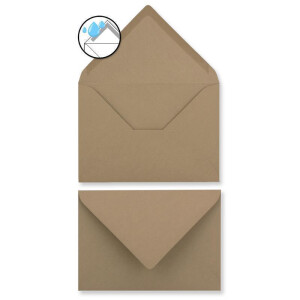 25 Briefbogen-Sets DIN A4 - Briefpapier in Kraftpapier-print mit weißem Ornament - mit Briefumschlägen DIN C6 in taupe Briefpapier bedruckbar ideal für Hochzeitseinladungen