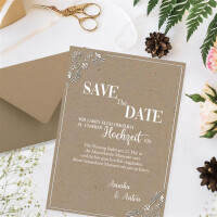 25 Briefbogen-Sets DIN A4 - Briefpapier in Kraftpapier-print mit weißem Ornament - mit Briefumschlägen DIN C6 in taupe Briefpapier bedruckbar ideal für Hochzeitseinladungen