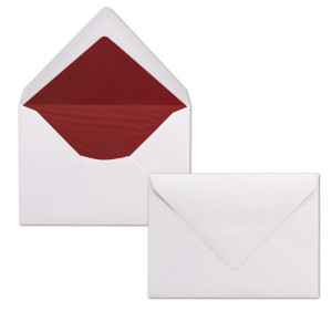 200 Briefumschläge DIN C6 - Weiß gefüttert mit rotem Seidenpapier - 11,4 x 16,2 cm - 100 g/m² Nassklebung Brief-Hüllen von Ihrem Glüxx-Agent