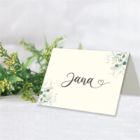 Glüxx Agent 125 Tischkarten Hochzeit - Naturpapier Motiv Eukalyptus-Zweige - Platzkarten DIN A7 7,4 x 10,5 cm blanko bedruckbar zum Beschriften – Namenskarten, Tischreservierung für Konfirmation