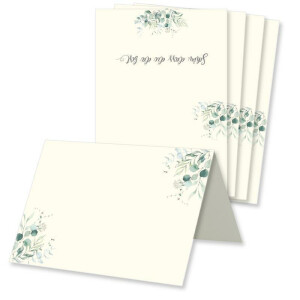 Glüxx Agent 150 Tischkarten Hochzeit - Naturpapier Motiv Eukalyptus-Zweige - Platzkarten DIN A7 7,4 x 10,5 cm blanko bedruckbar zum Beschriften – Namenskarten, Tischreservierung für Konfirmation