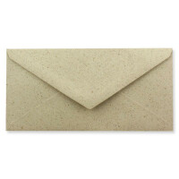 25 DIN Lang Briefumschläge Kraftpapier Ökopapier Umweltpapier aus Graspapier - 11 x 22 cm - 120 g/m² - Nassklebung und Spitzklappe Umschläge ohne Fenster - Glüxx-Agent
