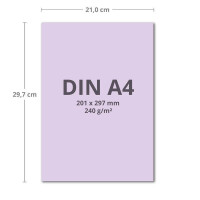 250 Blatt Tonkarton DIN A4 - Flieder - 240 g/m² dicker Bastelkarton - 21,0 x 29,7 cm Pappe zum basteln für Fotoalbum Menükarte Bedruckbar DIY kreativ sein