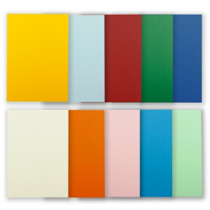 500 Blatt Tonkarton DIN A4 - Bunt 10 Farben Hell - 240 g/m² dicker Bastelkarton - 21,0 x 29,7 cm Pappe zum basteln für Fotoalbum Menükarte Bedruckbar DIY kreativ sein