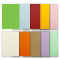 250 Blatt Tonkarton DIN A4 - Bunt 10 Farben Mix - 240 g/m² dicker Bastelkarton - 21,0 x 29,7 cm Pappe zum basteln für Fotoalbum Menükarte Bedruckbar DIY kreativ sein