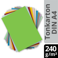 250 Blatt Tonkarton DIN A4 - Bunt 10 Farben Mix - 240 g/m² dicker Bastelkarton - 21,0 x 29,7 cm Pappe zum basteln für Fotoalbum Menükarte Bedruckbar DIY kreativ sein