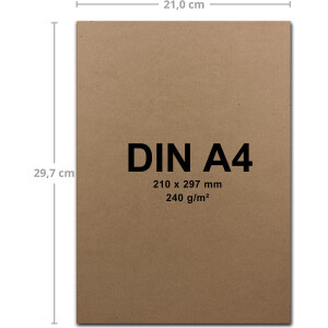 250 Blatt Kraftpapier DIN A4 - Braun - 240 g/m² dicker Bastelkarton - 21,0 x 29,7 cm -Naturpapier - 100% ökologisch - Kartonpapier - Bedruckbar