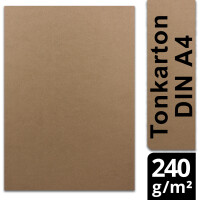 250 Blatt Kraftpapier DIN A4 - Braun - 240 g/m² dicker Bastelkarton - 21,0 x 29,7 cm -Naturpapier - 100% ökologisch - Kartonpapier - Bedruckbar