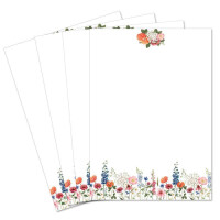 25 Briefbogen DIN A4 - Naturpapier mit Motiv Blumenwiese - 120 g/m² - 21,0 x 29,7 cm - Bedruckbar zum selbst Beschreiben für Einladungen zu Hochzeit und Geburtstag