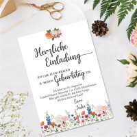 25 Briefbogen DIN A4 - Naturpapier mit Motiv Blumenwiese - 120 g/m² - 21,0 x 29,7 cm - Bedruckbar zum selbst Beschreiben für Einladungen zu Hochzeit und Geburtstag