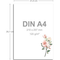 25 Briefbogen-Sets DIN A4 - Naturpapier in Creme mit Rosenzweigen - mit Briefumschlägen DIN Lang in Altrosa Briefpapier bedruckbar ideal für Hochzeitseinladungen