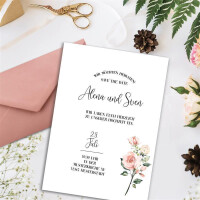 75 Briefbogen-Sets DIN A4 - Naturpapier in Creme mit Rosenzweigen - mit Briefumschlägen DIN Lang in Altrosa Briefpapier bedruckbar ideal für Hochzeitseinladungen