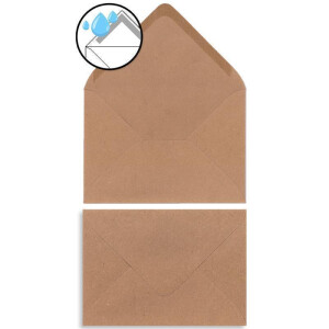 50 Briefbogen-Sets DIN A4 - Naturpapier Motiv Mohnblume mit gerippter Optik - mit Briefumschlägen DIN C6 in Kraftpapier Natur-Rosa Briefpapier bedruckbar ideal für Hochzeitseinladungen