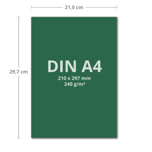 50 Blatt Tonkarton DIN A4 - Dunkelgrün Grün - 240 g/m² dicker Bastelkarton - 21,0 x 29,7 cm Pappe zum basteln für Fotoalbum Menükarte Bedruckbar DIY kreativ sein