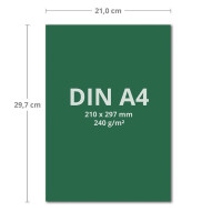 200 Blatt Tonkarton DIN A4 - Dunkelgrün Grün - 240 g/m² dicker Bastelkarton - 21,0 x 29,7 cm Pappe zum basteln für Fotoalbum Menükarte Bedruckbar DIY kreativ sein