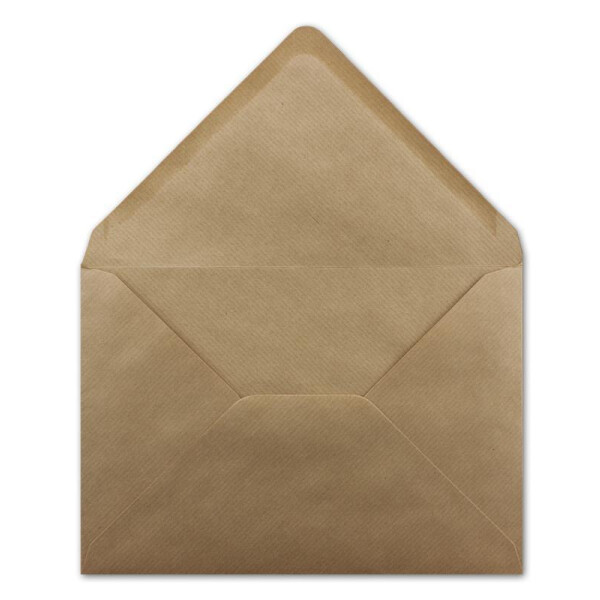 25 DIN B6 Briefumschläge Kraftpapier gerippt - 12,5 x 17,5 cm - 100 g/m² - Spitze Klappe mit Nassklebung Umschläge ohne Fenster - Glüxx-Agent