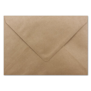 25 DIN B6 Briefumschläge Kraftpapier gerippt - 12,5 x 17,5 cm - 100 g/m² - Spitze Klappe mit Nassklebung Umschläge ohne Fenster - Glüxx-Agent