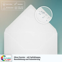 100 Briefumschläge DIN C6 Weiss - 11,4 x 16,2 cm - Kuverts mit 100 g/m² Nassklebung spitze Klappe - Umschläge ohne Fenster - Colours-4-you