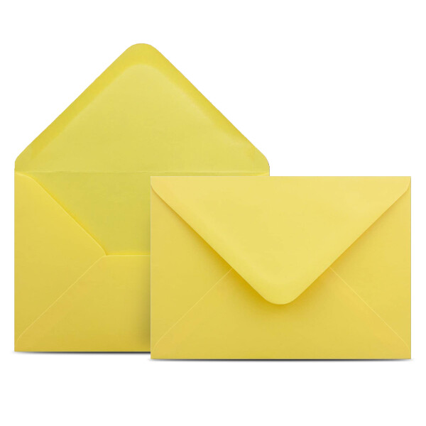 25 Briefumschläge DIN C6 Gelb - 11,4 x 16,2 cm - Kuverts mit 100 g/m² Nassklebung spitze Klappe - Umschläge ohne Fenster - Colours-4-you