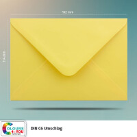 25 Briefumschläge DIN C6 Gelb - 11,4 x 16,2 cm - Kuverts mit 100 g/m² Nassklebung spitze Klappe - Umschläge ohne Fenster - Colours-4-you