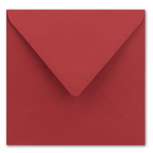 250 Stück Briefumschläge in Rot - Quadratisch 14 x 14 cm - Nassklebung - Spitze Verschlussklappe - ideal für Weihnachten, Hochzeit & Einladungen - Glüxx-Agent