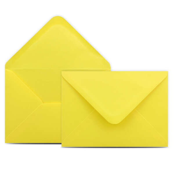 300 Briefumschläge DIN C6 Gelb - 11,4 x 16,2 cm - Kuverts mit 100 g/m² Nassklebung spitze Klappe - Umschläge ohne Fenster - Colours-4-you