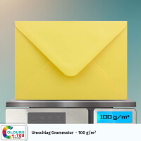 1000 Briefumschläge DIN C6 Gelb - 11,4 x 16,2 cm - Kuverts mit 100 g/m² Nassklebung spitze Klappe - Umschläge ohne Fenster - Colours-4-you