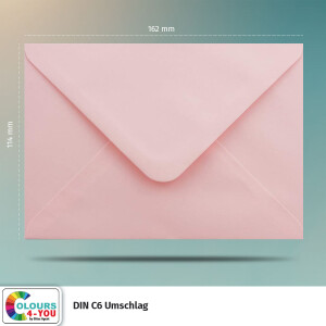 25 Briefumschläge DIN C6 Rosa - 11,4 x 16,2 cm - Kuverts mit 100 g/m² Nassklebung spitze Klappe - Umschläge ohne Fenster - Colours-4-you