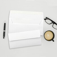 100x Briefumschläge DIN Lang in Weiß mit Haftklebung - 11 x 22 cm - 100 g/m² - Briefkuvert ideal für Briefe und Einladungen