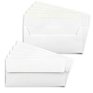 150x Briefumschläge DIN Lang in Weiß mit Haftklebung - 11 x 22 cm - 100 g/m² - Briefkuvert ideal für Briefe und Einladungen