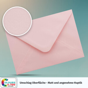 200 Briefumschläge DIN C6 Rosa - 11,4 x 16,2 cm - Kuverts mit 100 g/m² Nassklebung spitze Klappe - Umschläge ohne Fenster - Colours-4-you