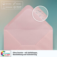 200 Briefumschläge DIN C6 Rosa - 11,4 x 16,2 cm - Kuverts mit 100 g/m² Nassklebung spitze Klappe - Umschläge ohne Fenster - Colours-4-you