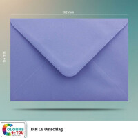 500 Briefumschläge DIN C6 Lila - 11,4 x 16,2 cm - Kuverts mit 100 g/m² Nassklebung spitze Klappe - Umschläge ohne Fenster - Colours-4-you