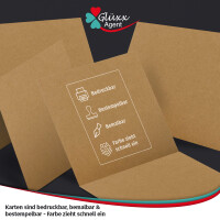 20 Umschläge + Klappkarten Quadratisch - Kartenset aus Kraftpapier Selbstgestalten - Blanko Faltkarten 220 g/m² 13,5 x 13,5 cm - Natur Briefumschläge 90 g/m² 14 x 14 cm