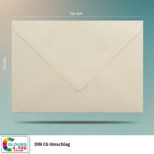 200 Briefumschläge DIN C6 Creme - 11,4 x 16,2 cm - Kuverts mit 90 g/m² Nassklebung spitze Klappe - Umschläge ohne Fenster - Colours-4-you