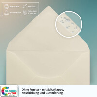 400 Briefumschläge DIN C6 Creme - 11,4 x 16,2 cm - Kuverts mit 90 g/m² Nassklebung spitze Klappe - Umschläge ohne Fenster - Colours-4-you
