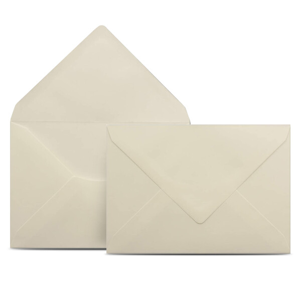 500 Briefumschläge DIN C6 Creme - 11,4 x 16,2 cm - Kuverts mit 90 g/m² Nassklebung spitze Klappe - Umschläge ohne Fenster - Colours-4-you