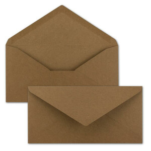 200 DIN Lang Briefumschläge Kraftpapier Braun 22 x 11 cm -120 g/m² Nassklebung Post-Umschläge ohne Fenster ideal für Weihnachten Grußkarten Einladungen von Ihrem Glüxx-Agent
