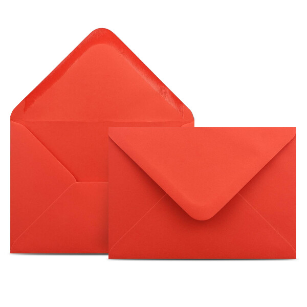 100 Briefumschläge DIN C6 Rot - 11,4 x 16,2 cm - Kuverts mit 100 g/m² Nassklebung spitze Klappe - Umschläge ohne Fenster - Colours-4-you
